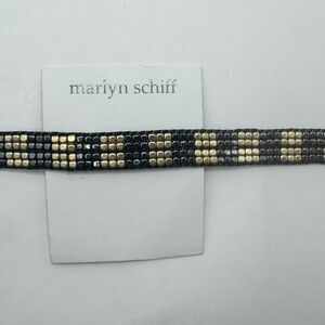 Marlyn Schiff Black and Gold Studded Belt